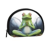 Hello Glasses Flamingo Mini Coin Purse Pouch Change Holder, Shell Shape Zip Around Wallet,Credit Card Holder for Women, Funny Yoga Frog, One Size, Classic