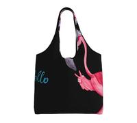 Hello Glasses Flamingo Print Canvas Tote Bags,Reusable Cloth Bags For Shopping Beach Grocery Trendy