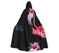 Hello Glasses Flamingo Printing Vampire Halloween Hooded Cloak (57.8 Inches Length), Comfortable Large Hood Ideal For Cosplay