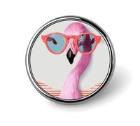 Hello Glasses Flamingo Round Aluminum Alloy Pin Badge Lapel Pin