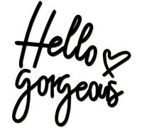 Hello Gorgeous 3D Wooden Wall Art Sign, Black - Hello Gorgeous Wall Decor for Bathroom, Coffee Home