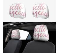 Hello Gorgeous in Pink Watercolor 2pcs Personalized Embroidery Soft Breathable Car Seat Headrest Cover Protection Auto Accessories