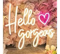 Hello Gorgeous LED Neon Light Neon Lights Sign For Wall Decor USB Powered and Brightness Adjustable Led Neon Sign For Bar, Restaurants, Bedroom, Engagement, Birthday and Wedding Decoration