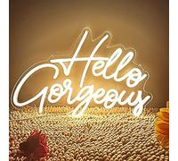 Hello Gorgeous LED Neon Sign Light Up Glow Signs USB Powered for Home Room Wall Birthday Party Wedding Decor Bar Backdrop, Hanging and Dimmable Switch