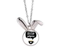Hello Gorgeous Quote Handwrite Rabbit Necklace Pendant Bunny Animal Jewelry Gift