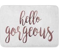 Hello Gorgeous Rose Gold Bath Mat,Script Bathroom Rugs Soft Bath Rugs Non Slip,Washable Floor Rug Floor Mat Home Decor for Kitchen Bedroom36x24 Inch