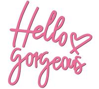 Hello Gorgeous Wall Decor, Pink Wooden Hello Gorgeous Sign 3D Wall Art for Bathroom Living Room Decoration