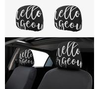 Hello Gorgeous White Script 2pcs Personalized Embroidery Soft Breathable Car Seat Headrest Cover Protection Auto Accessories