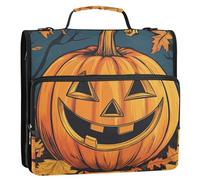 Hello Halloween and Autumn Pumpkin 1.5-Inch 3-Rings Binder with Zipper with Strap Includes Zip Pocket Portable Home Travel Safe Storage Bag for Middle Student