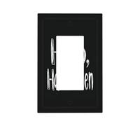 Hello Halloween On Black Light Switch Wall Plate Faceplate Cover Single Rocker 1 Gang Decorator Outlet Receptacle Covers for Home Kitchen Room Bathroom Decor