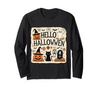 Hello Halloween Vintage Design - Pumpkin Skeleton Long Sleeve T-Shirt