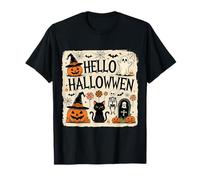 Hello Halloween Vintage Design - Pumpkin Skeleton T-Shirt