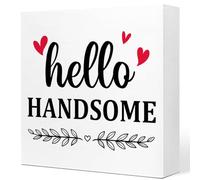 Hello Handsome Wood Sign,Inspirational Wood Plaques,Funny Bathroom Wood Box Sign,Humorous Bathroom Decor for Boy Home Desk Decor Q777