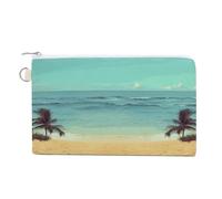 Hello Hawaii Canvas Coin Purse, Portable Zippered Change Pouch for Women, Small Wallet for Coins Keys Cards Lipstick