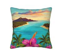 Hello Hawaii Corduroy Cushion, Soft Plush Decorative Cushion With Hidden Zipper For Sofa Couch Bed Living Room 16"X16"