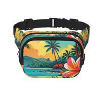 Hello Hawaii Fanny Pack For Women Waterproof Adjustable Belt Bags Waist Pack Fashion Casual Crossbody Bags Bum Bag For Running Workout Hiking Traveling, Black, One Size
