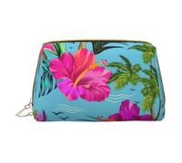 Hello Hawaii Leather Hand-Held Zipper Makeup Bag Storage Bag for Miscellaneous Items Pen Case