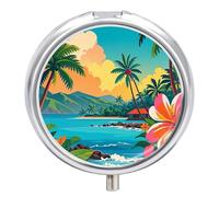 Hello Hawaii Pill Box 3 Compartment Small Pill Case for Purse Travel Pill Organizer Metal Pill Holder Portable Pill Container Medicine Organizer for Vitamin Fish Oil Supplements