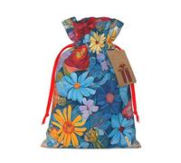 Hello Hawaii Print Christmas Burlap Drawstring Gift Bags Reusable Gift Bags, Holiday Packaging With Rustic Charm