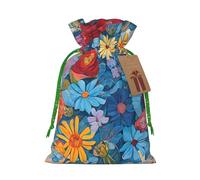 Hello Hawaii Print Christmas Burlap Drawstring Gift Bags Reusable Gift Bags, Holiday Packaging With Rustic Charm