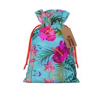 Hello Hawaii Print Christmas Drawstring Gift Bags Holiday Present Sack Xmas Decor Reusable Pouches