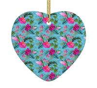 Hello Hawaii Print Doublesided Decor Heart-Shaped Ceramic Christmas Ornament Xmas Party Ornaments