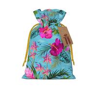 Hello Hawaii Print Drawstring linen gifts bag for Christmas Party,holiday packaging presents bags.
