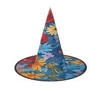 Hello Hawaii -Print Full Coverage Halloween Hat Adult - Packable Witch Headwear For Renaissance Fairs, Gothic Parties & Festivals
