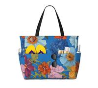 Hello Hawaii Print Large Capacity Beach Travel Bag, Waterproof Beach Tote Bag with Zip and Pocket, Tote Bags for Traveling, Shopping, Pool