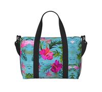 Hello Hawaii Print oblique across Hand Travel Bag Polyester Women Men Overnight Duffel Carry-on Tote Bag, Black, One Size, Black, One Size