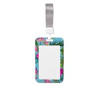 Hello Hawaii Printed Id Card Badge Holder with Neck Strap Waterproof Name Card Holder Plastic Vertical Sleeve Pocket