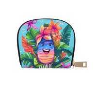 Hello Hawaii Printed Leather Half Circle Card Wallet Zipper Card Case Holder, Compact Stylish for Men and Women