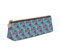 Hello Hawaii Printing Triangular Leather Pencil Case with Zipper Pen Pouchfor Boys Girls Pupil for Work and School