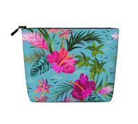 Hello Hawaii Water Resistant Pouch Women's Organizer, Fake Hemp Makeup Bag Large Cosmetic Travel Case