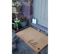 Hello Heart Country Size Coir Doormat Artsy Mats Grey 60cm x 90cm
