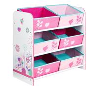 Hello Home Kids Bedroom Toy Storage Unit with 6 Fabric Storage Boxes - Flowers and Birds