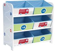 Hello Home Kids Bedroom Toy Storage Unit with 6 Fabric Storage Boxes - Vehicles
