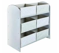 Hello Home Kids Bedroom Toy Storage Unit with 6 Fabric Storage Boxes - White