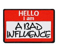 Hello I am .. Iron-on Patch Hello I am a Bad mmfluence Name tag Patches for All Fabrics | Funny Quote Sticker to Iron on for Clothing and Backpacks | Fabric Applique | 75X50 mm