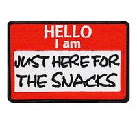 Hello I am .. Iron-on Patch Hello I am just here for Snacks Name tag Patches for All Fabrics | Funny Quote Sticker to Iron on for Clothing and Backpacks | Fabric Applique | 75X50 mm