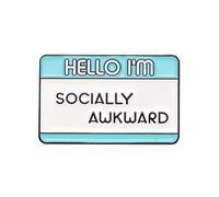 Hello I Am Socially Awkware Enamel Lapel Pins, Metal Stainless Steel, no gemstone