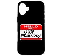 Hello I Am User Friendly - Red Name Tag Case for iPhone 16 Plus