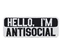 Hello, I´m Antisocial Embroidered Iron on Tactical Morale Patches for Military | Funny Sew on or Iron on Applique Patches Badge for All Fabrics | 80X30 mm