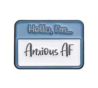 Hello I’m Anxious AF Enamel Pin Badge Funny Name Tag Design Metal Lapel Pin Accessory For Jackets Bags Hats Clothing And Pin Boards Gift Idea 2cm x 3cm