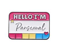 Hello I’m Pansexual Enamel Pin Badge Pride Name Tag Design Pink Yellow Blue Metal Lapel Pin Accessory For Jackets Bags Hats Clothing And Pin Boards Gift Idea 2cm x 3cm