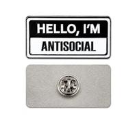 Hello I'm Antisocial Pin Badge, 2 cm x 3 cm