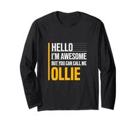 Hello I'm Awesome Call Me Ollie Funny Yellow Name Long Sleeve T-Shirt