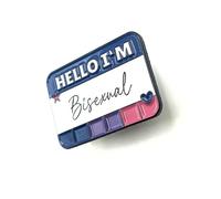 Hello I'm Bisexual Bi Pride Flag Metal Enamel LGBT Pin Badge
