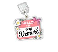 Hello I'm Very Demure Charms for Kindle for Phone, Dust Plug Charm 1.5 Inches Girly Aesthetic, Affirmation, Pink Bow, Flowers Lightning/Type C Charging Port Acrylic Material Accessories for E-Reader