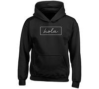Hello in Different Language - Spanish Childrens Kids Hooded Top Hoodie Black